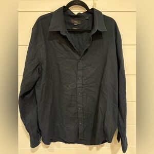 Vince mens navy soft cotton/flannel relaxed fit button down